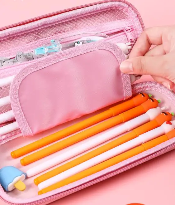 Wholesale 3D EVA Multifunctional Double Layer Stationery Pencil Pouch