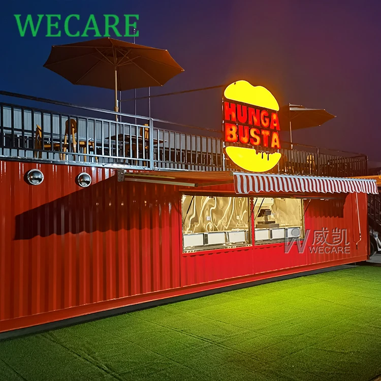 WECARE China Made Portable Container Kiosk Fast Food Restaurant Prefabricated Shipping Container Kitchen Retail Shop Coffee Bar
