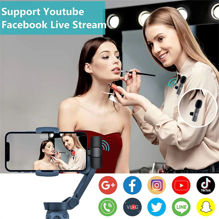 K9 Wireless Lavalier Microphone Portable Audio Video Recording Plug Play Mic For IP Android Live Game Mobile Phone Camera