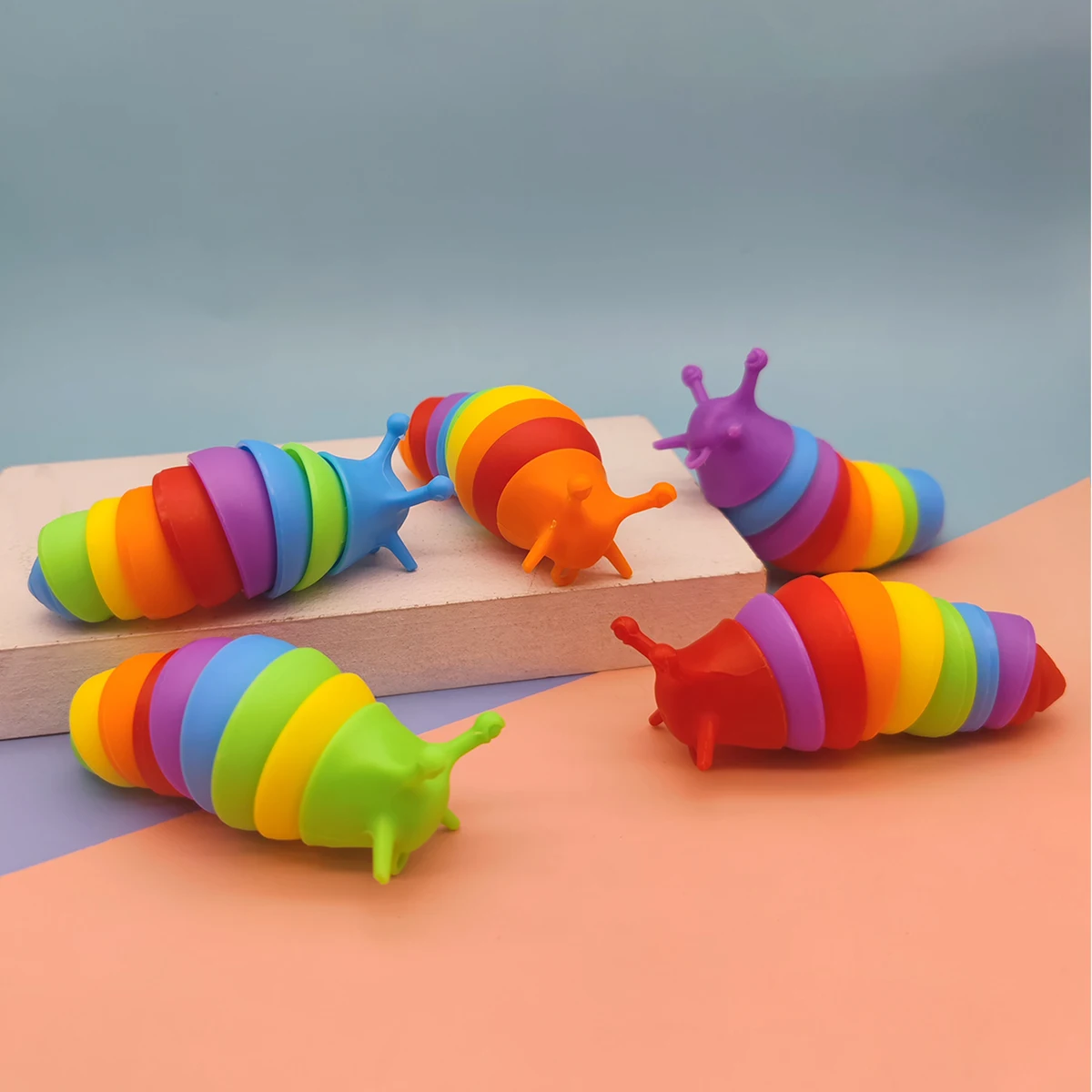 Радужная игрушка-антистресс, 3D шарнирная тянущаяся игрушка для пальцев
