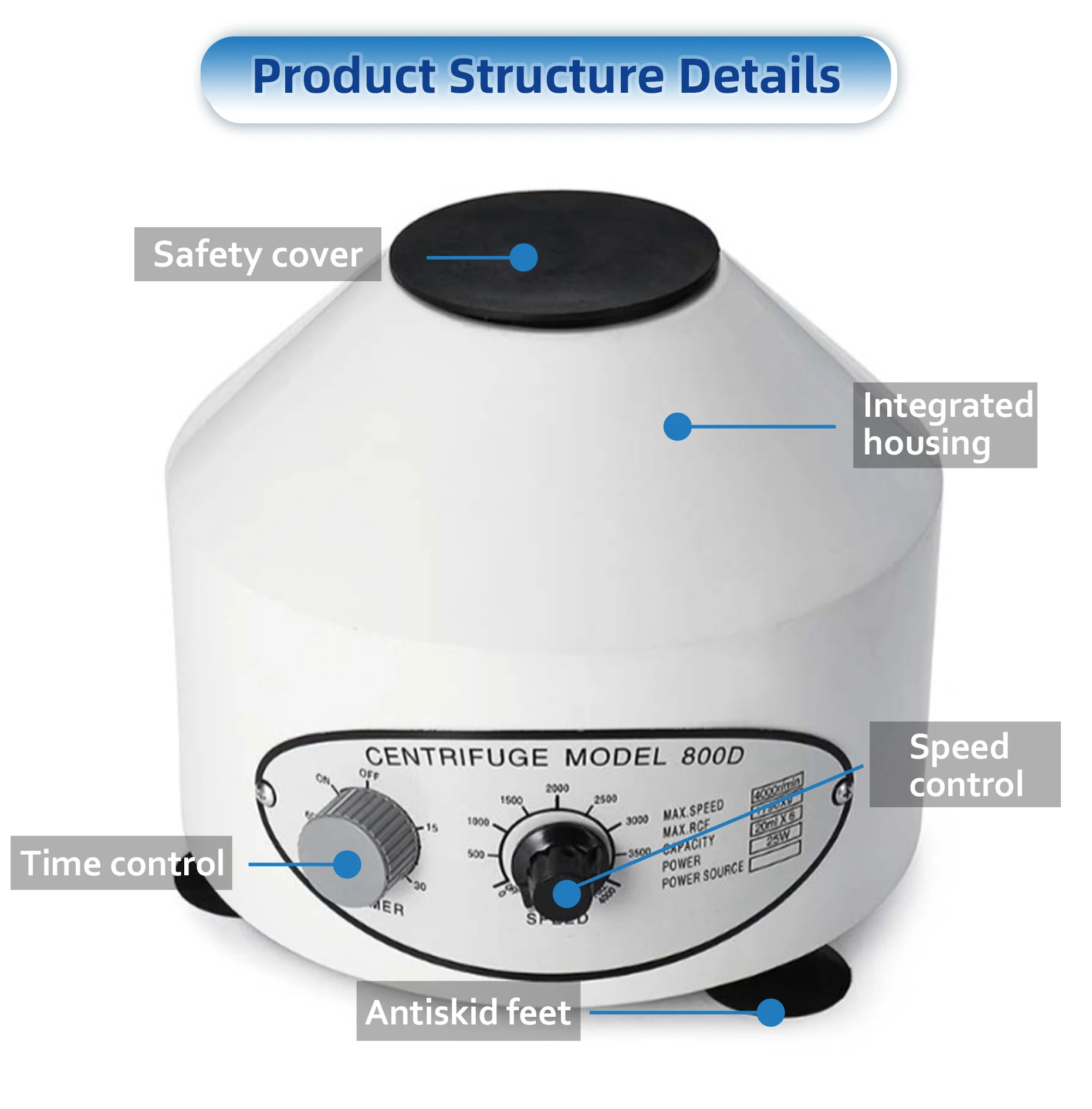 Hot Selling Lab Centrifuge Machine 800D with Timer