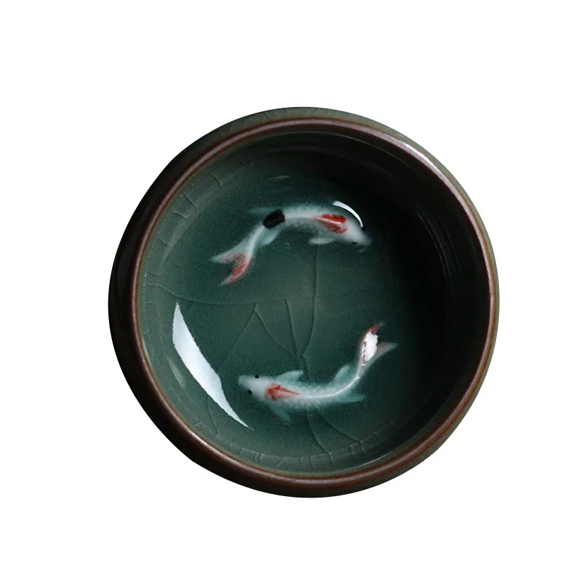 Kung Fu tea cup celadon tea set small fish shaped tea cup