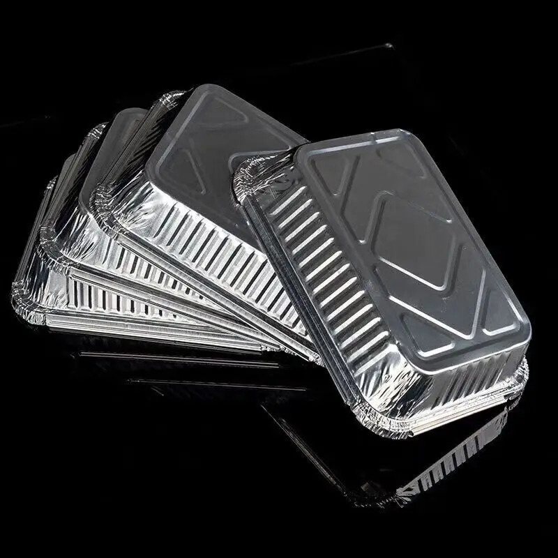 Manufacturers Straight square Aluminum Foil Containers with Lids Lunch Box Disposable Packaging Variety of