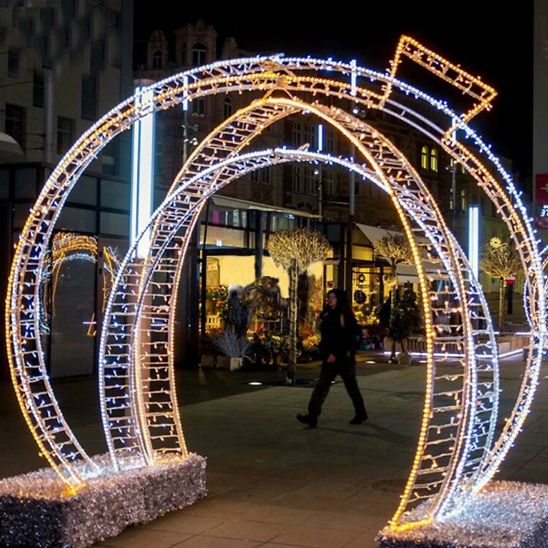 Christmas Arches Motif Lights Outdoors Decorative Lightings New Year Waterproof LED Festival Holiday Lanterns Decorations