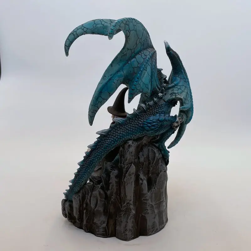 
2021 Hotselling polyresin blue dragon wizard figurine decorative 