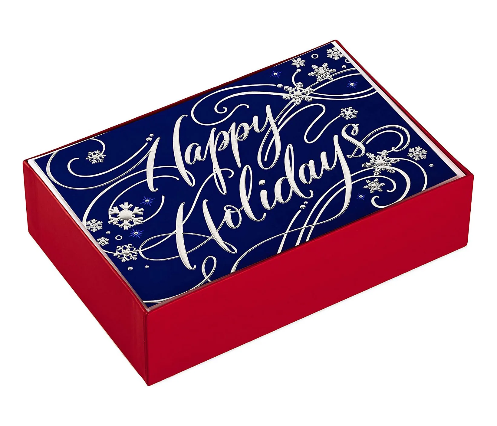 Merry Christmas Greeting Card Set Silver Foil Custom Printing Winter Holiday Card with Box and Envelope