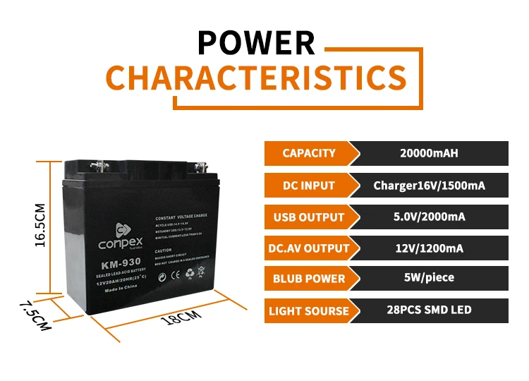 Conpex KM-930 Outdoor Camping Super Capacitor Fast Charger 20000Mah Mobile Charger Supply Station Car Power Bank Portable