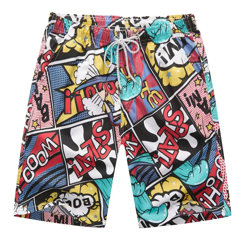 
Hot Sale Fancy Pattern Print Beach Shorts Elastic Mid Waist Swimming Short Pants 