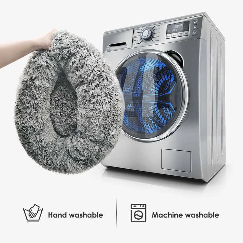 Faux Fur Pet Comfortable Washable Super Soft handmade Donut Pet Dog Bed for Large dog Warm Round Customized Fluffy Plush Dog Bed