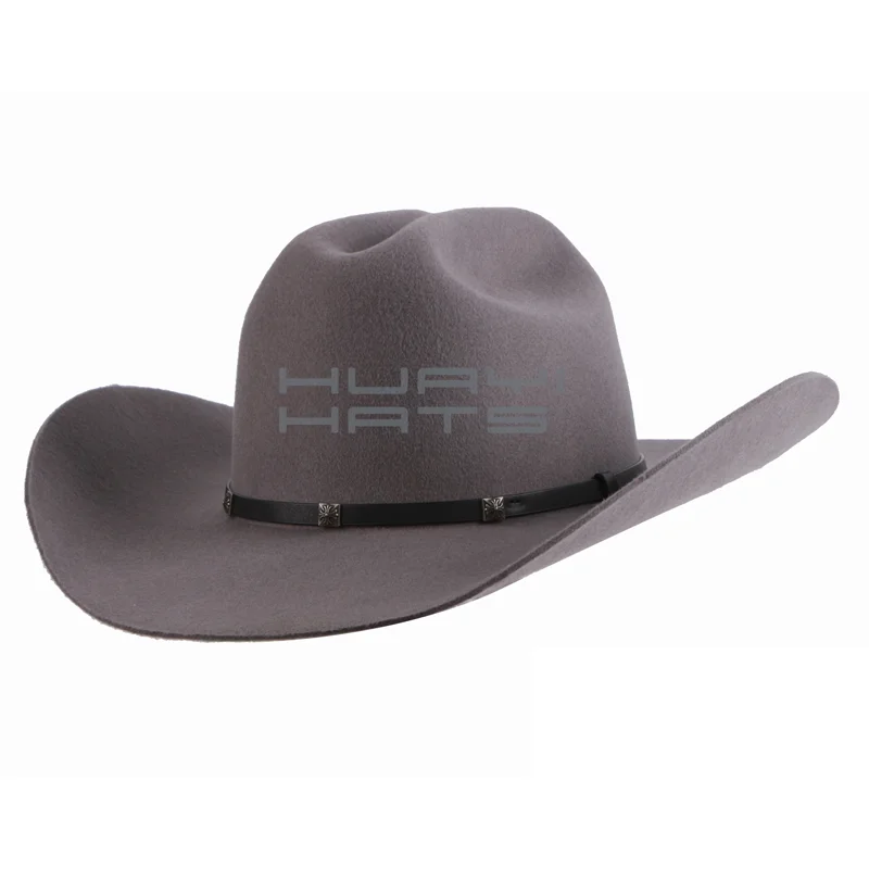 Huayihats Owned Factory Custom Pure Wool Felt Cowboy Hat For Men Adult Low MOQ