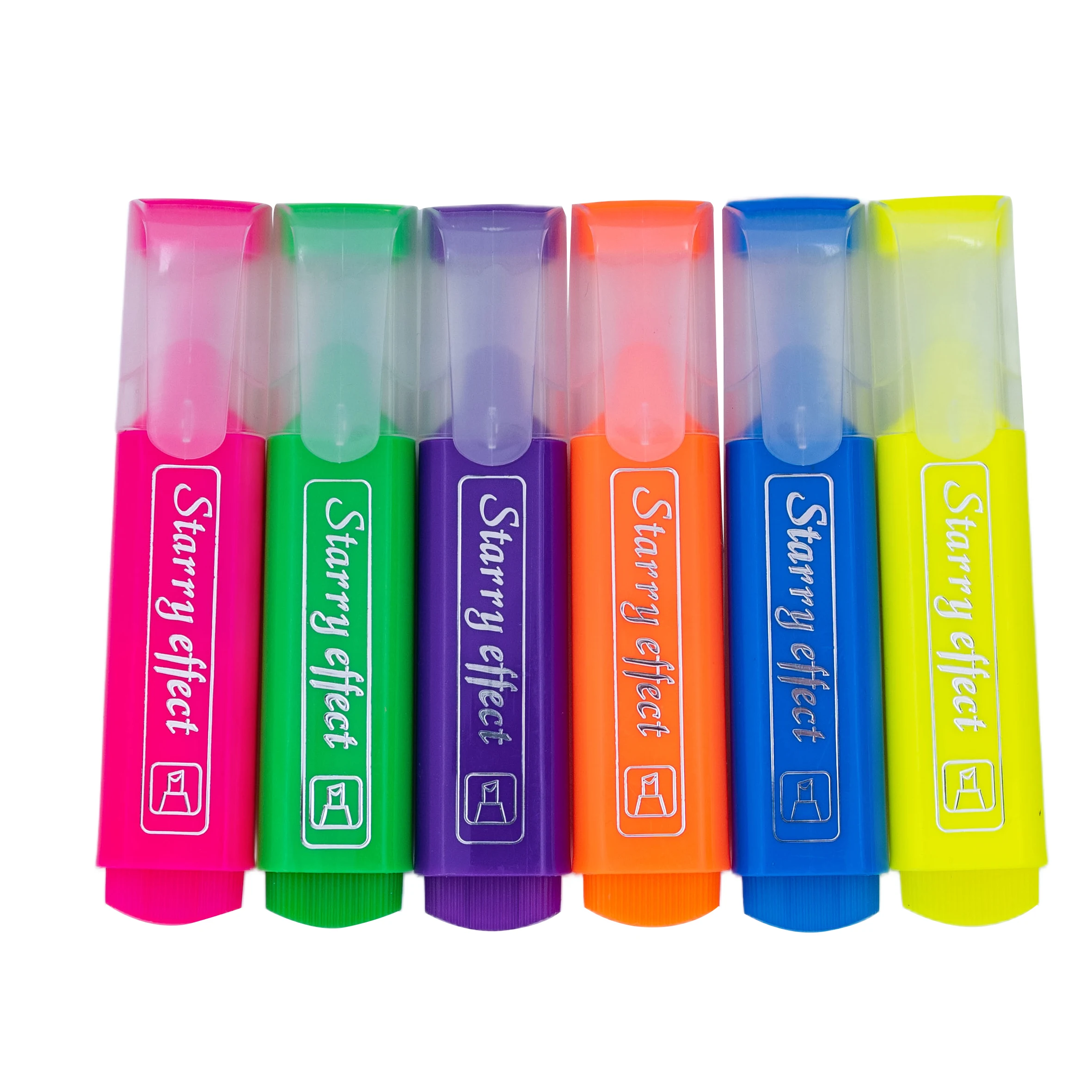 OEM/ODM acceptable supplier colorful highlighters pen normal size highlighter marker set display stand with transparent clip