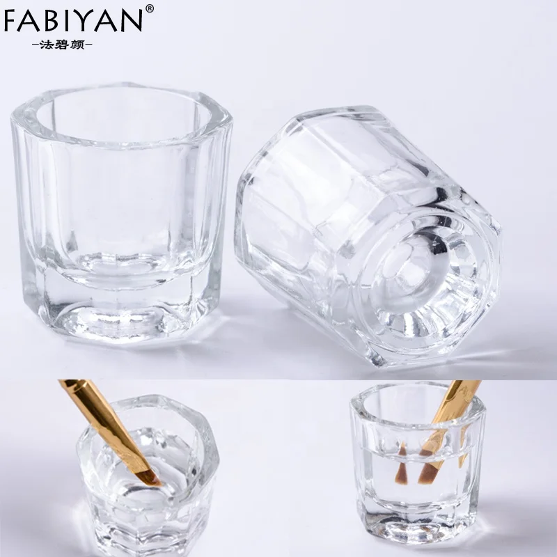 Nail Art Mini Glass Mixing Dish Cup for Eyebrow Tint Crystal Nail Glass Cup for Nail Art Acrylic Liquid Powder Acetone