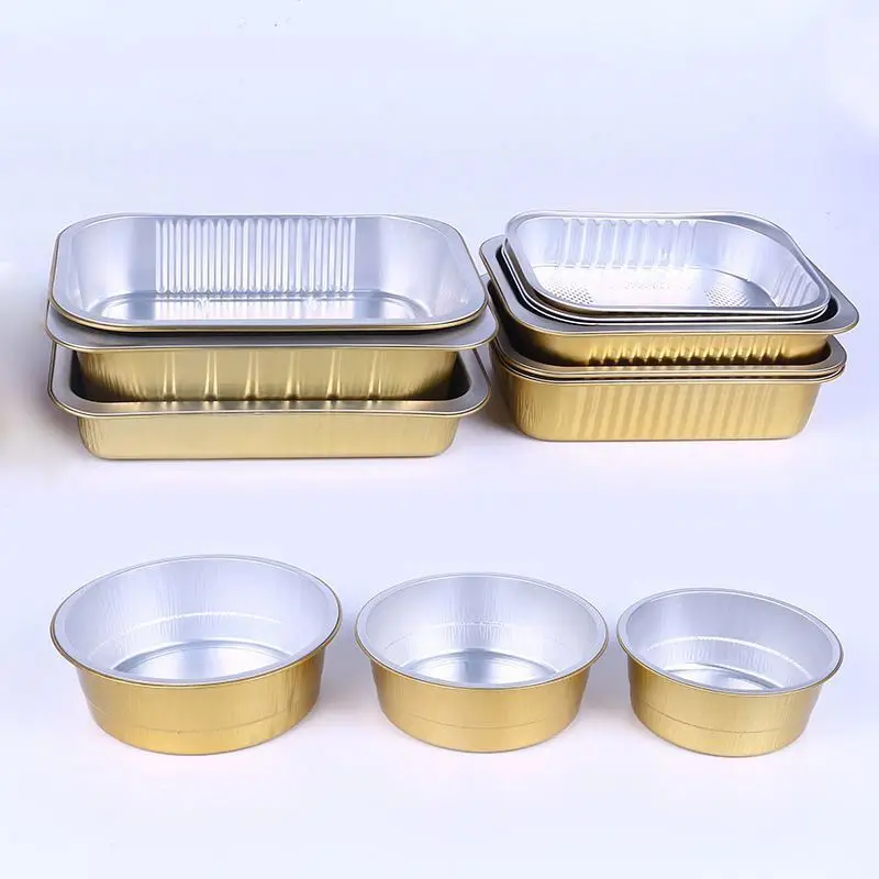 Rectangle disposable gold foil container aluminum foil takeaway containers