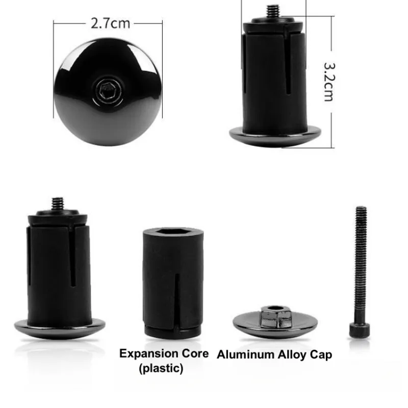 Bicycle Aluminium Alloy Road Mountain Bike Expanding Handlebar Plug Bar End Locking Cap Fit for Inner Dia. of 1.75CM-2.3CM