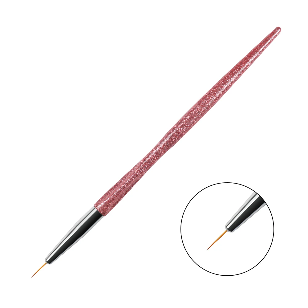 Custom Logo Long Striping Liner Brush 3pcs Red Needle Tube 3D Nail Art Brush Design Liner Set 6/10/15/20/25mm