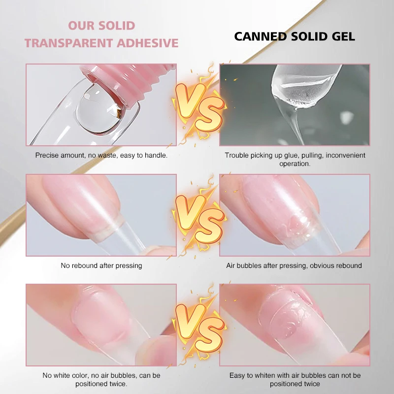 2024 New Solid Nail Gel Glue for Press on Nails Long Lasting Super Fast Dry UV Gel Private Label Solid Nail Tips Gel
