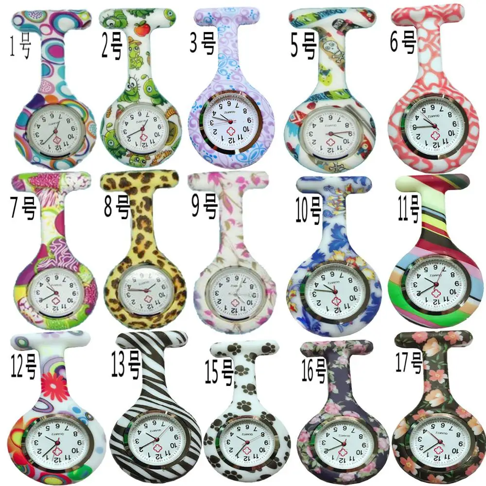 Women Ladies Nurse Watch Cute Cartoon Clip-on Lapel Hanging Pendant Doctor Clinic Staff Tunic Stethoscope Badge Quartz Fob Watch