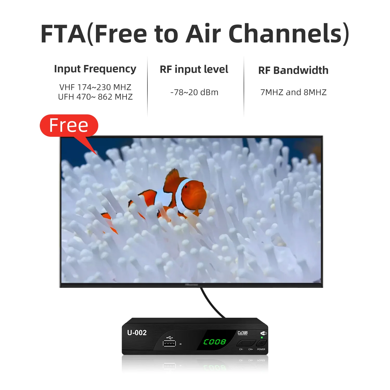 Factory Wholesale FTA H.264 digital dvbt2 receiver tv box