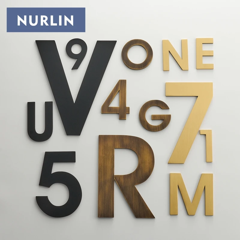 Nurlin цельные латунные разные размеры цифровые уличные двери для двора вывески дома Бесплатная установка Старый бронзовый цвет