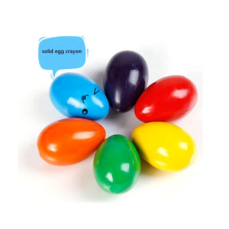 
6 colors cute solid egg crayons easter egg shape for children painting 
