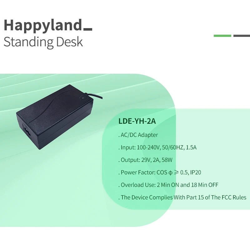2A Electric Power Adapter 29V 2A Power Supply For Electric Smart Height Adjustable Table Standing Desk Frame For Home Office