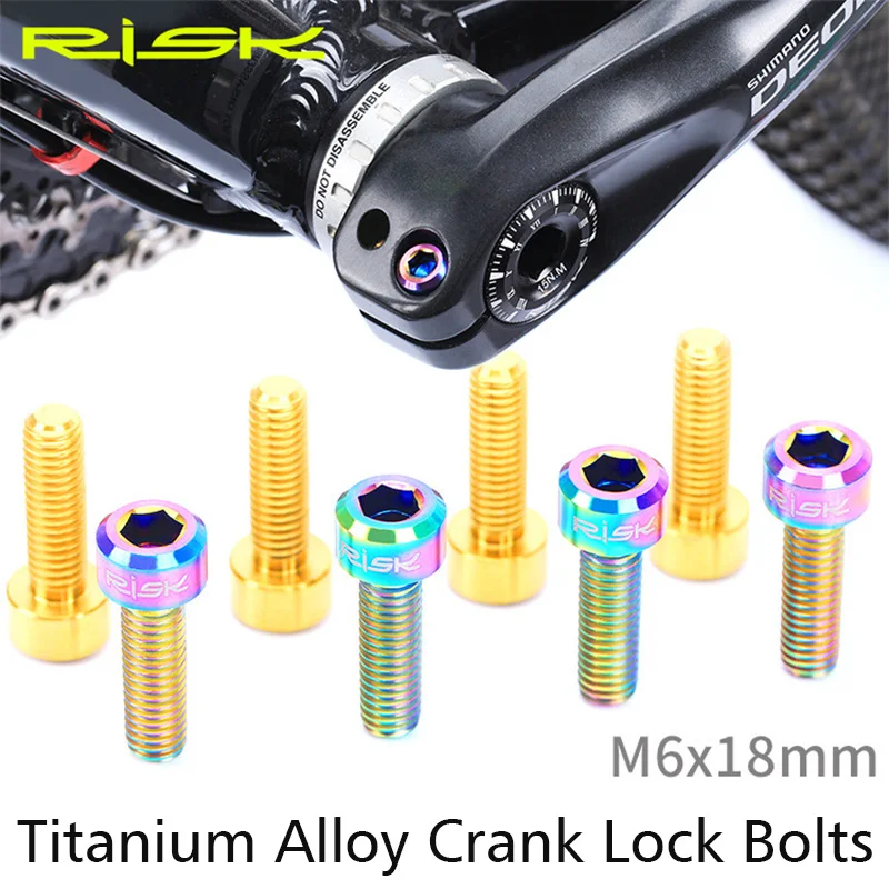 2pcs Risk Titanium Alloy Bike Crank Arm Bolts M6*18mm MTB Mountain Bike Screws Ultralight Cycling Crank Arm Bolts Bike Parts