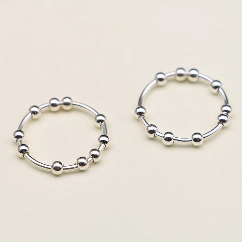 Wholesale 925 Sterling Silver Anti Anxiety Fidget Spinners Bead Ring for Women and Men Jewelry
