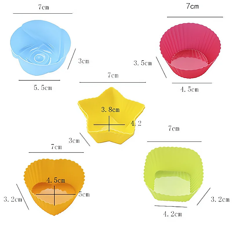 Wholesale USSE Silicone Baking Tools Molds Free Cake Mould 12 pieces in Set Multi Colours Round Muffin Cup Baking Cake Mould