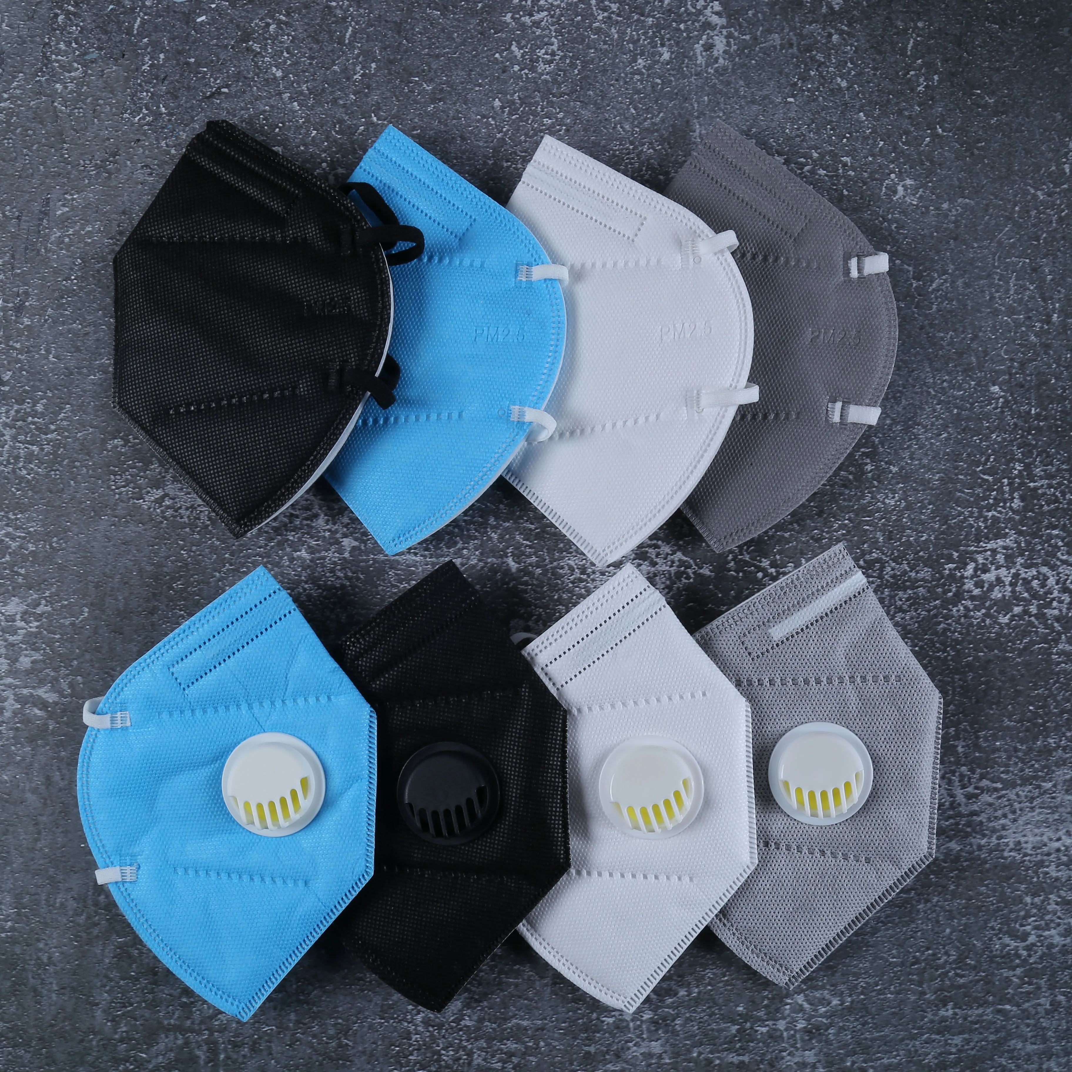 Good Quality KN95 Breathing Valve Face Mask Comfortable Earloop KN95 Mask box packing free logo customized