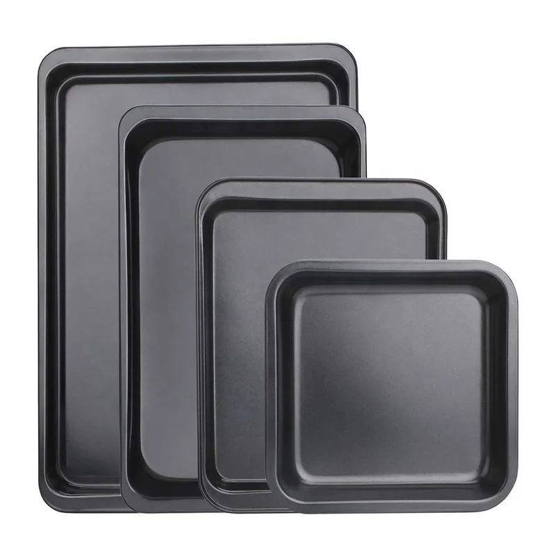 Набор из 4 противней для выпечки Beasea, противень для печенья из антипригарной углеродистой стали, противень для выпечки с оправой