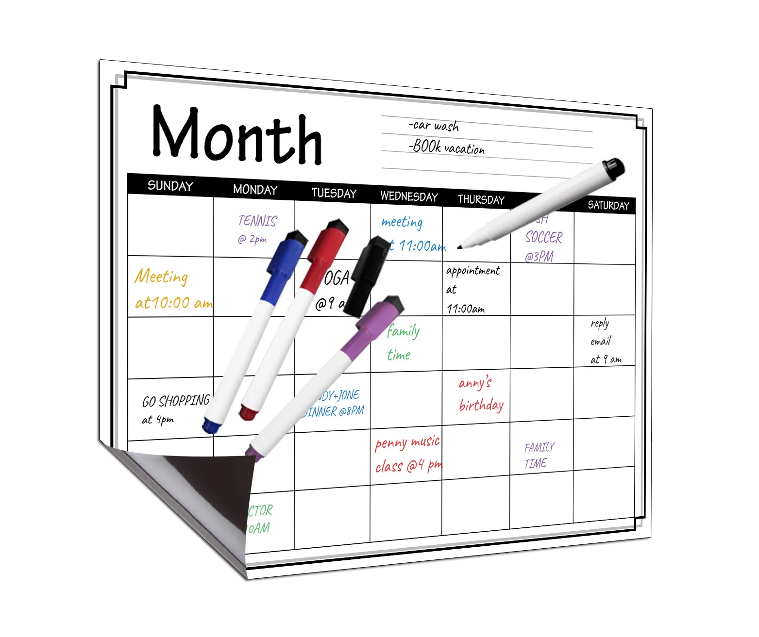 High Quality Magnet A3 Easy Erasable Dry Erase Weekly Planner Magnetic Whiteboard Calendar For Fridge