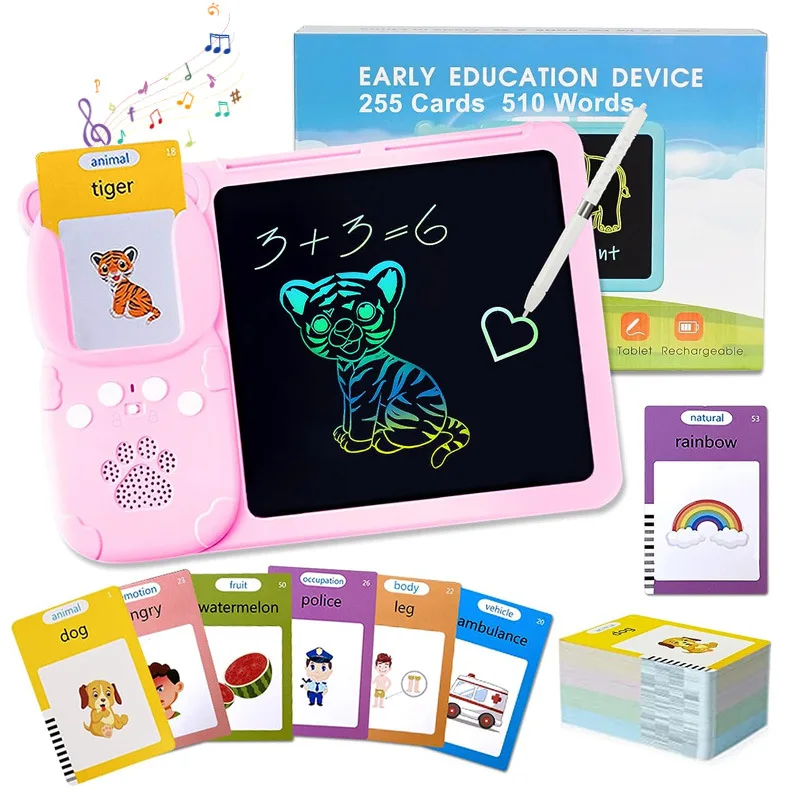 Learning & Education Toys Lcd Drawing Tablet Lcd Writing Board & Flash Card Reader Machine for Toddler Kids Learning