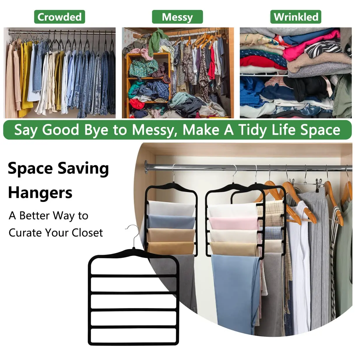 Closet Organizers and Storage 3 Pack Organization Storage Pants-Hangers Space-Saving Velvet Hanger for Home