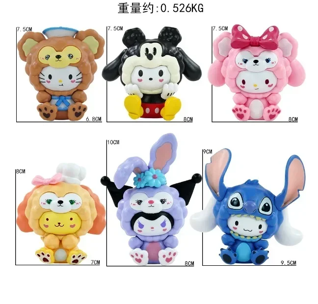 24 стиля Sanrios Косплей Слепая Коробка анимация совместная Подпись Kuromi My Melody Pom Purin HK кошка фигурка Рождественский подарок