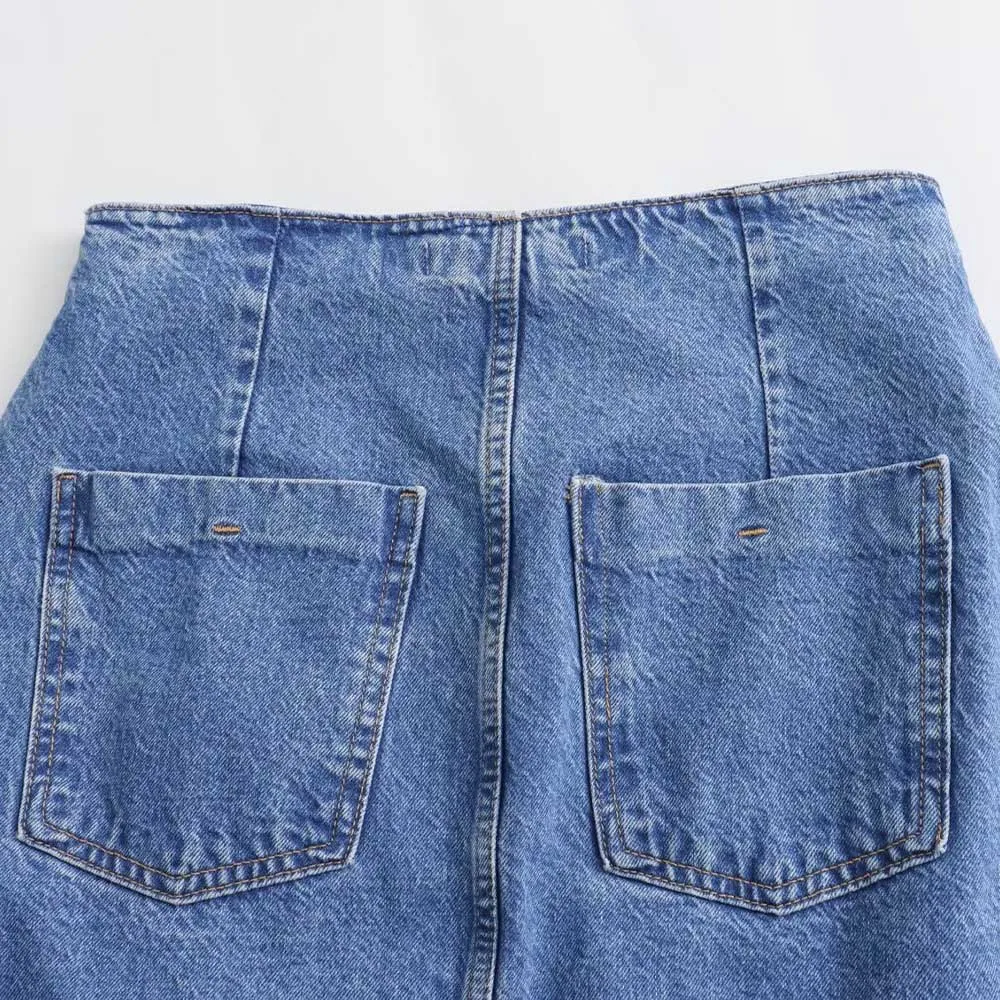 PB&ZA Women 2024 summer New Chic Fashion Double flapper Midi Skirt Vintage High Waist Female Skirts Mujer