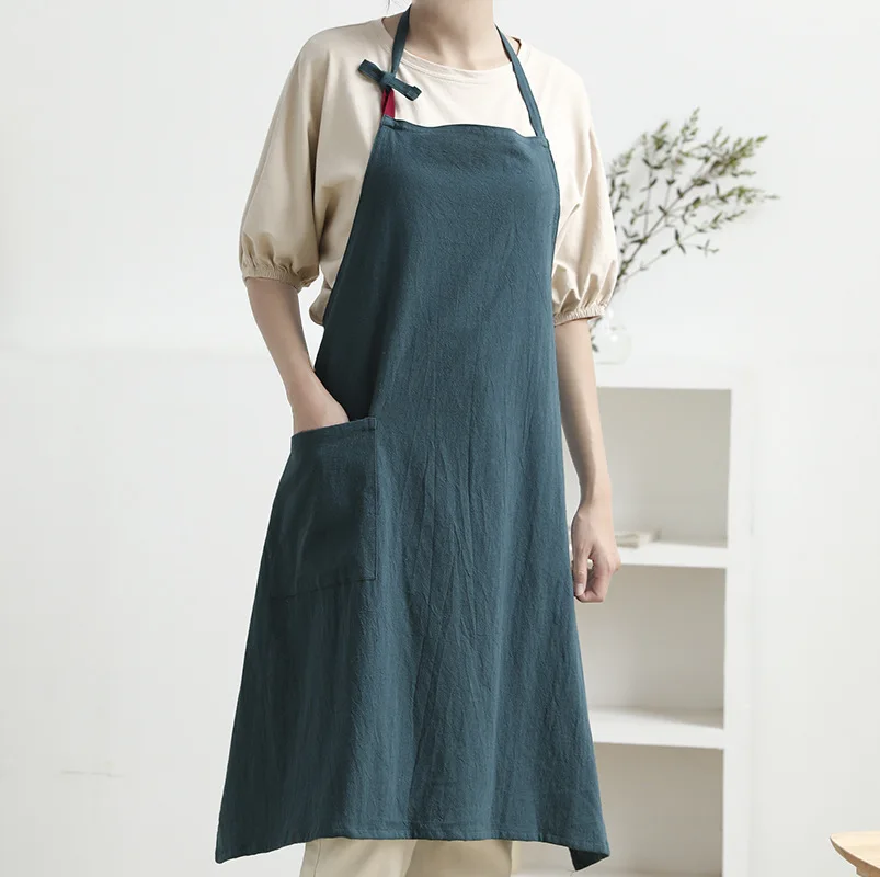 Nordic Simple Florist Apron Cotton Linen Gardening Coffee Shops Kitchen Aprons For Cooking Baking Restaurant Apron Pinafore