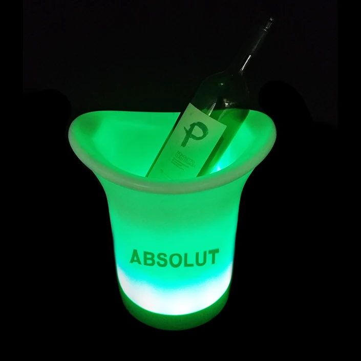Wholesale Colorful PP Bar Club LED Ice Wine Champagne Bucket Plastic Led Ice Bucket Beer Barrel