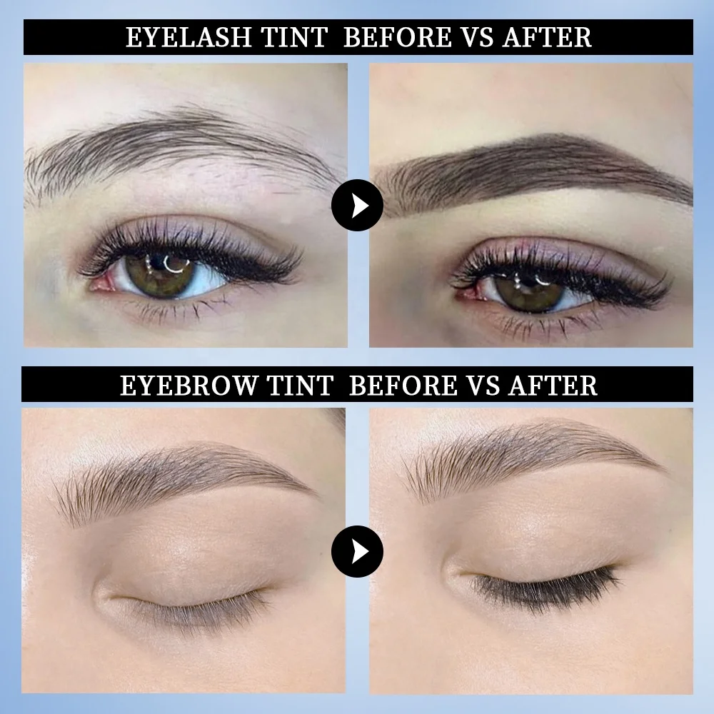 Black Brown Colors Henna Brow Kit Professional Eyebrow Semi Permanent Tint Dye Brow Skin Tint Henna Eyebrow Tint Kit Eyebrow Gel