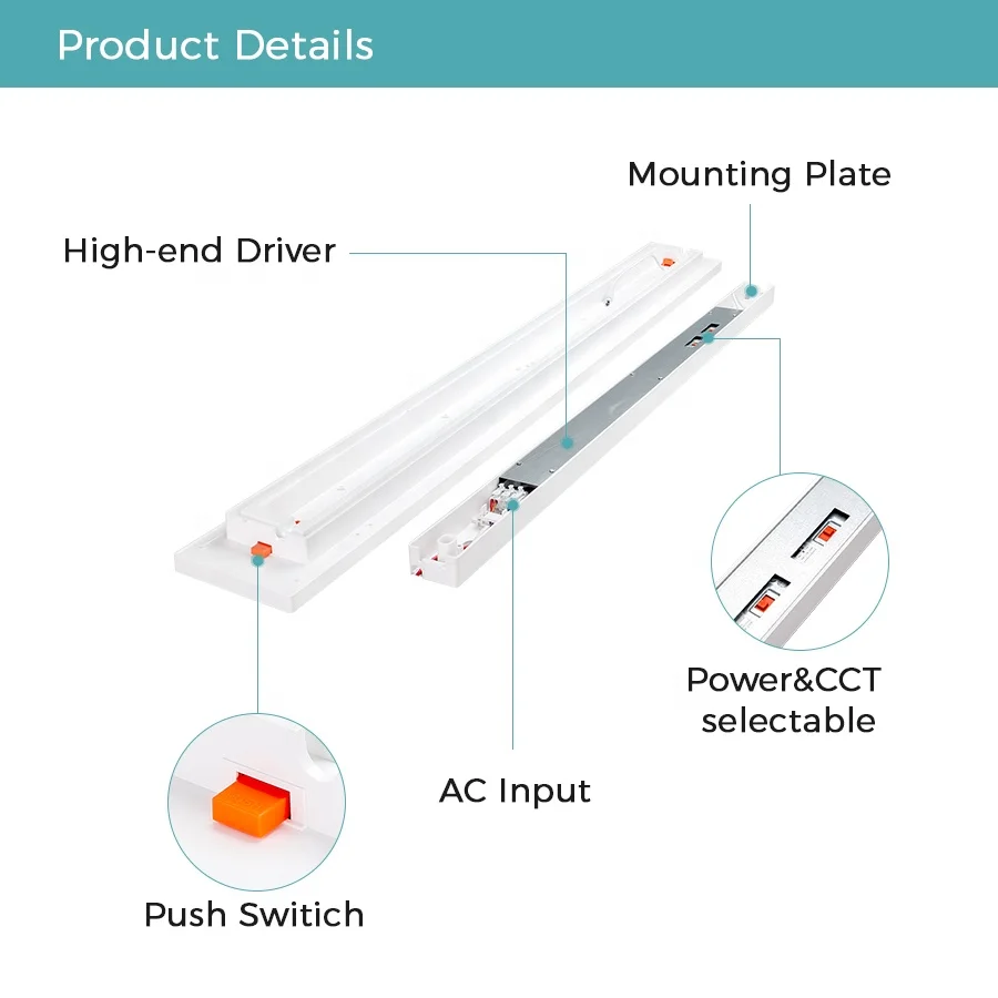 36W 42W Factory 5 years Warranty Lamp Panel High Lumen Anti-Glare UGR13 UGR21 LED Linear Ceiling Light