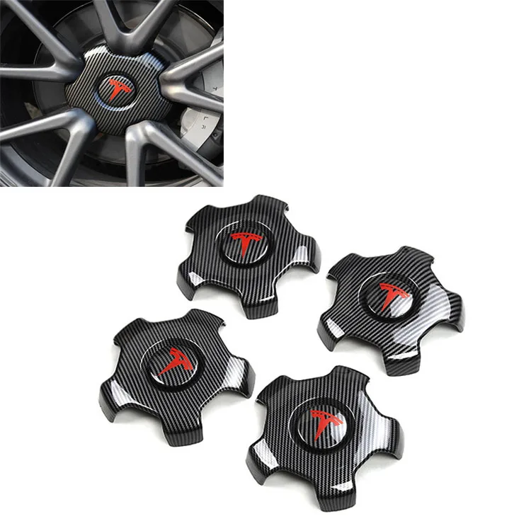 Custom Carbon Fiber tire center hub cover ring wheel rim cover decoration auto accessories For Tesla model 3 Universal