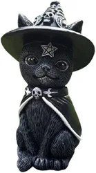 10 см Хэллоуин Волшебная черная кошка котенок Настольная скульптура статуя ужасов домашний сад двор Декор