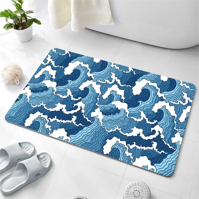 Best Selling Bathroom Mat Absorbent Non-slip Diatom Mud Bathroom Rug Quick Dry Custom Kitchen Entrance Door Mat