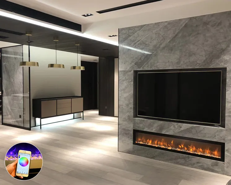 Insert heater deco flame  modern electric fireplace heater with stones decoration 100*15*35cm