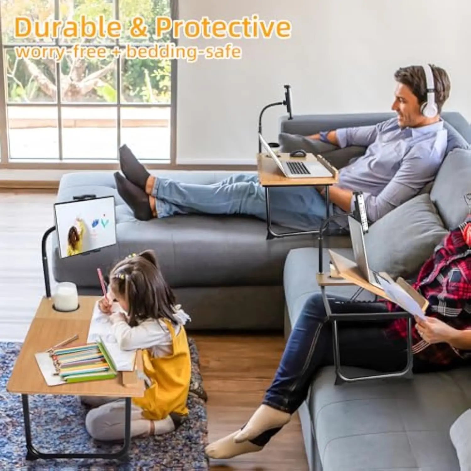 Unique style showcasing personal taste Portable Bamboo lap computer stand For Home office