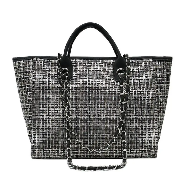 
Wholesale Ladies shoulder hand bags 2021 canvas beach bags large canvas tote bag with chain handbags online shopping 