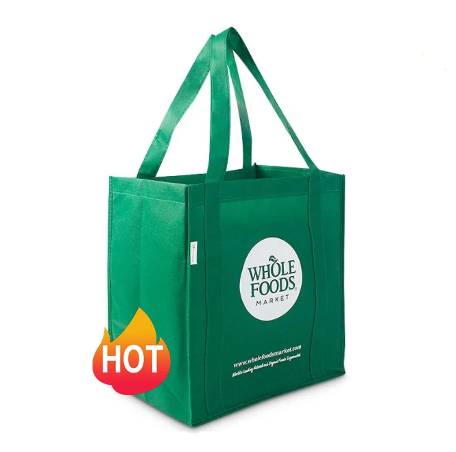 Green Promotional Recycled Non Woven Bags Wholesale Vegetable Cutom Logo Printed Lamination Bag Grocery Bag For Daily Use