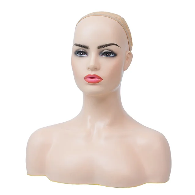 Women Realistic Mannequin Head Bust Sex Mannequin for Magasin Wig Earring Hat Display Head with Shoulders Female Mannequins