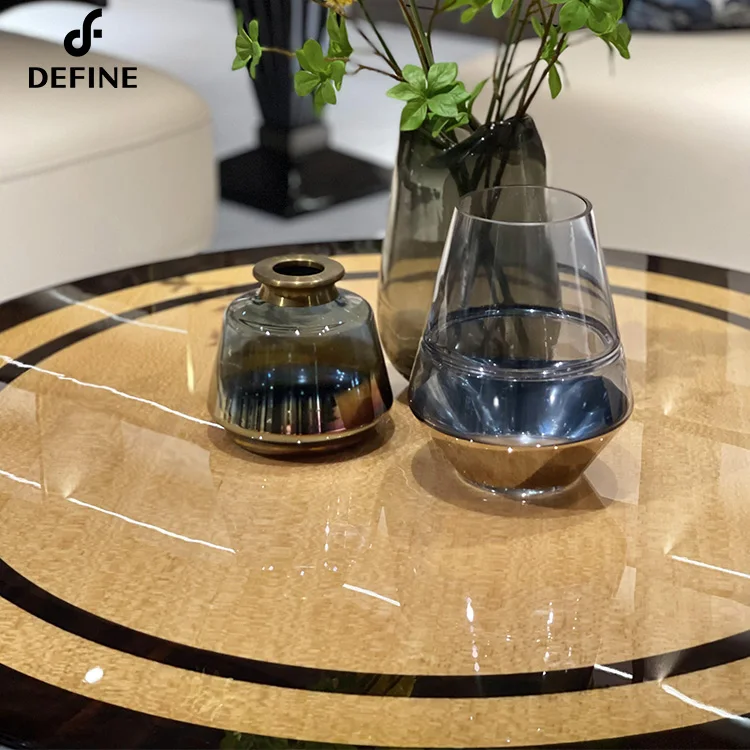 Italian Style High Gloss Plywood Wooden Coffee Table For Villa