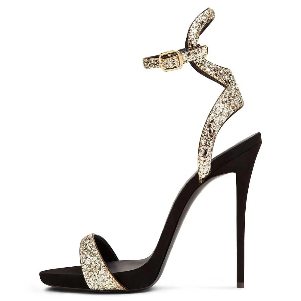 circle back shape glitter band ankle strap bling-bling women high heel sandals shoe manufacturer custom heels for women and lady