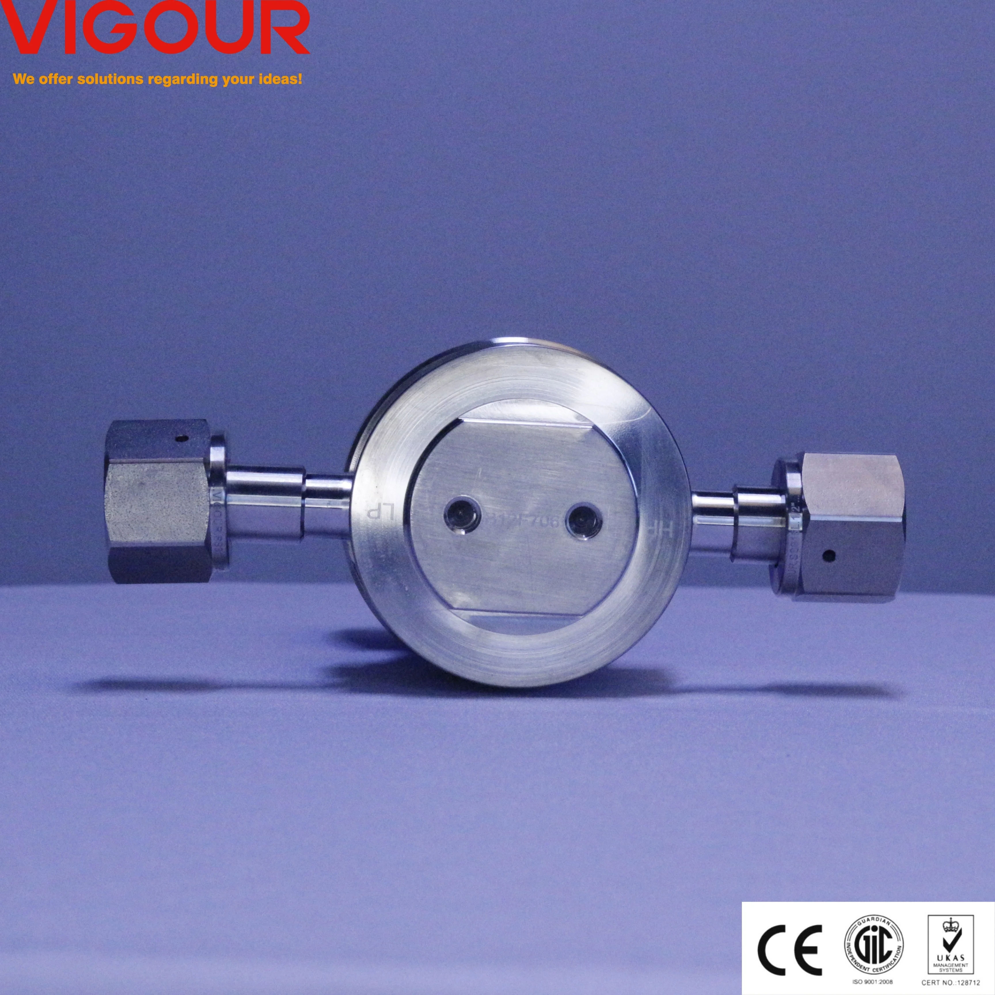 Single-Stage Manual Pressure Regulator High Temperature Diaphragm Ultra High Purity 316L Gas Media Gas Pressure Reducing Valves